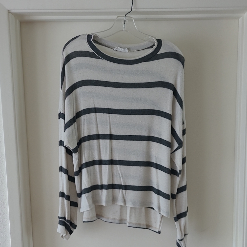 CJLA Charcoal Long Sleeve Stripe Top